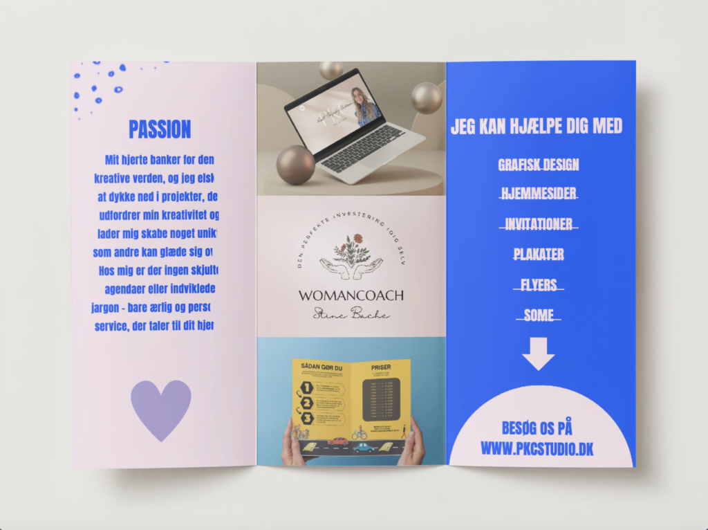 tre sidet flyer til PKC Studio